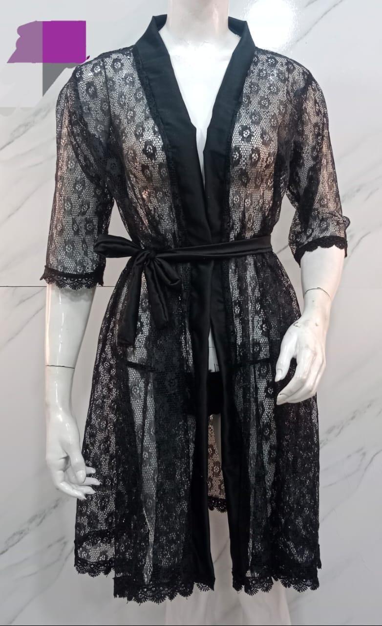 Luxurious 3 Pcs Women's Stitched Silk Night Suit with Shorts - V-Neck Plain Elegance