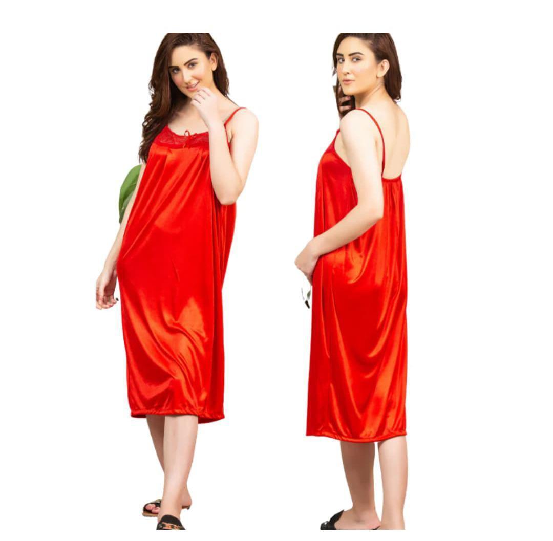 Luxurious 3 Pcs Women's Stitched Silk Night Suit with Shorts - V-Neck Plain Elegance