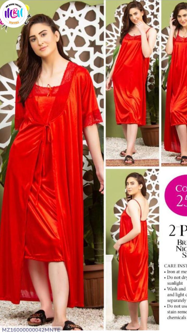 Luxurious 3 Pcs Women's Stitched Silk Night Suit with Shorts - V-Neck Plain Elegance