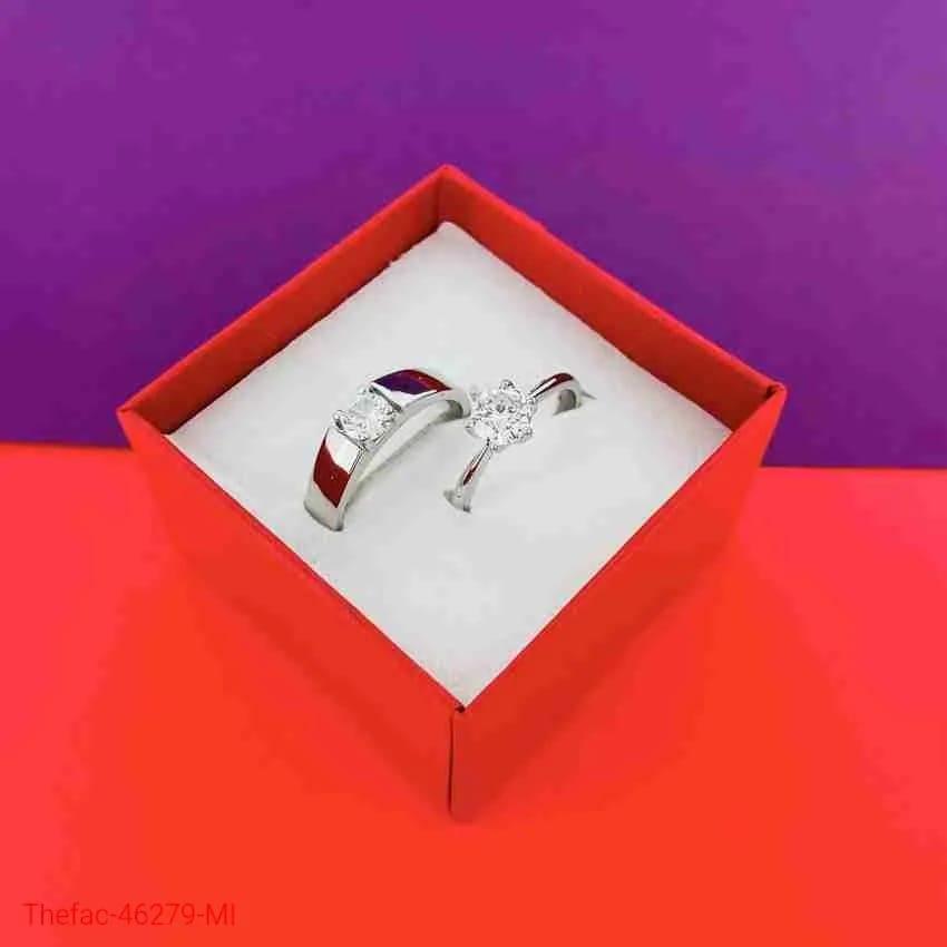 Charm Couple's Ring Set - Silver Plated |  2 Pcs