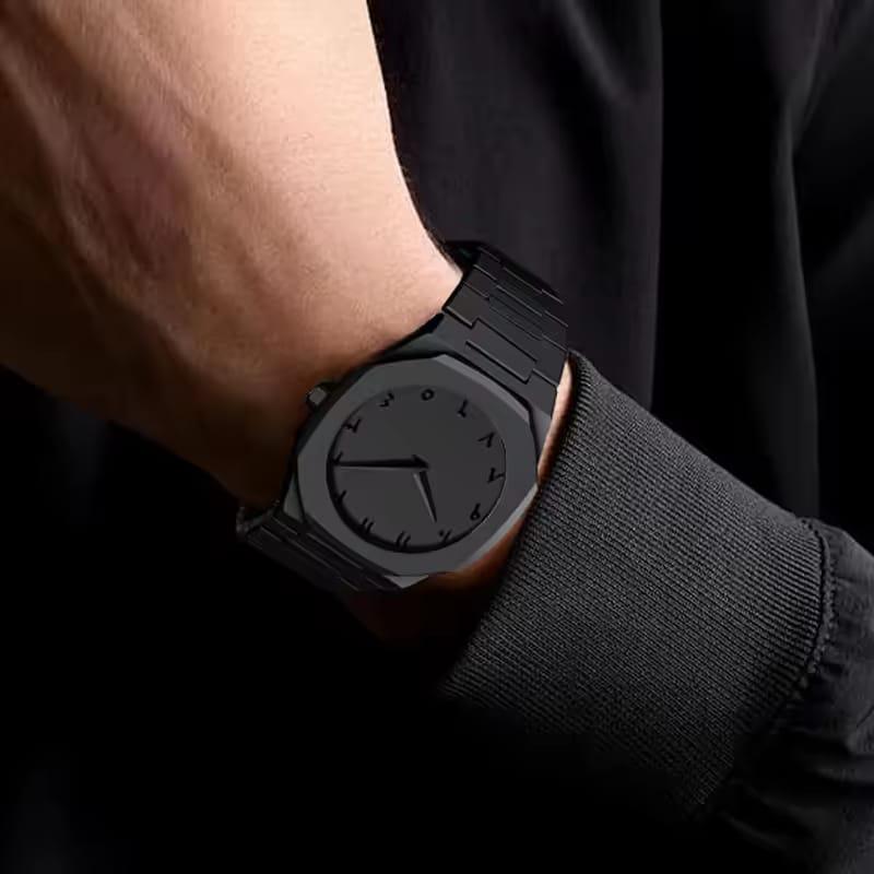 Men's Carbon Fiber Analogue Watch - 1 Pc -Sleek Black Design