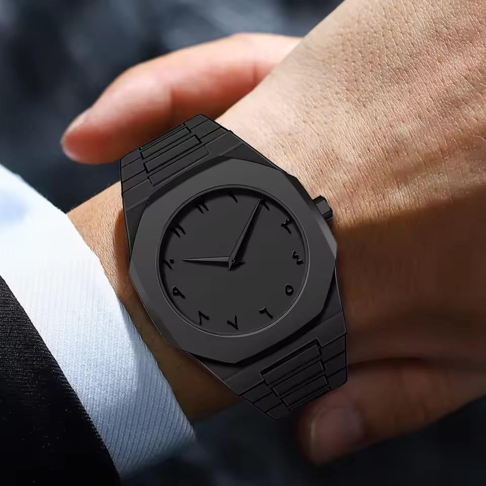 Men's Carbon Fiber Analogue Watch - 1 Pc -Sleek Black Design