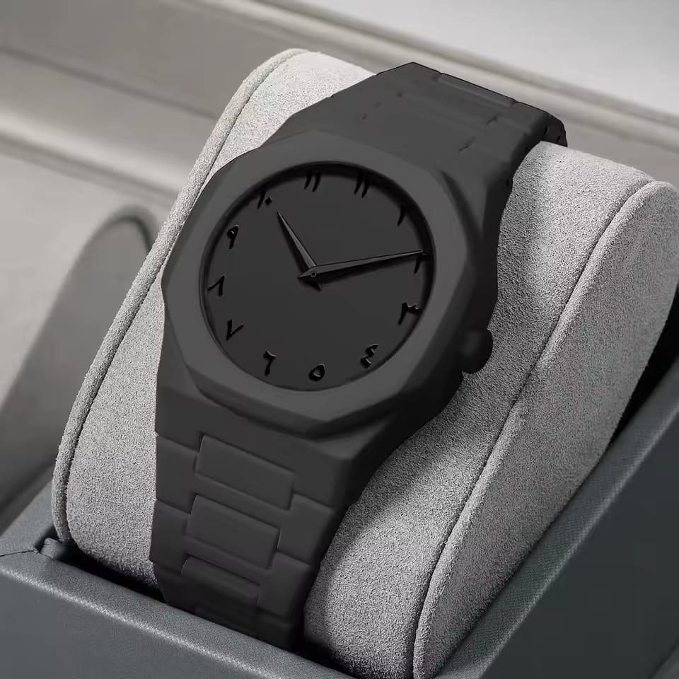 Men's Carbon Fiber Analogue Watch - 1 Pc -Sleek Black Design